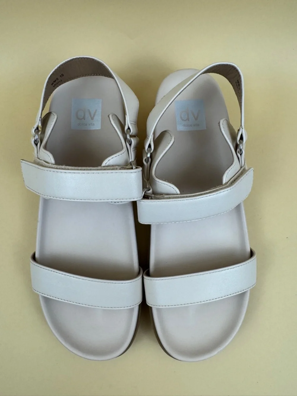 DV by Dolce Vita Argyle Women's Sandals Size 10 Beige Double Strap Slides NWOB - Picture 4 of 7